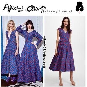 Alice + Olivia “Dot” drop shoulder midi dress 2